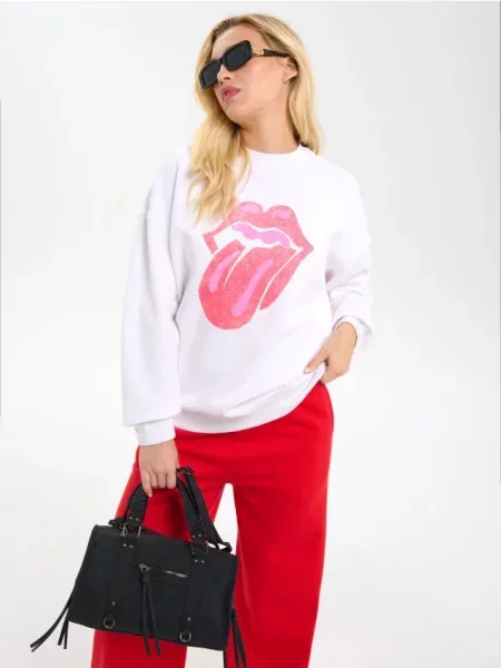 Світшот із принтом The Rolling Stones кремовий