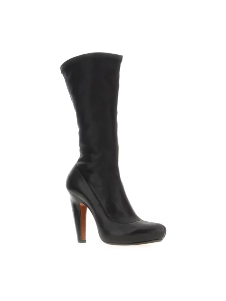 Botki Alexander Mcqueen skórzane na platformie czarne