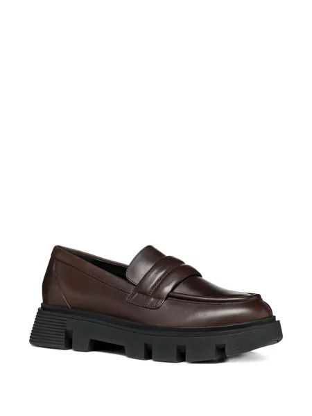 Pantofi loafer Geox cu platformă cu bretele maro
