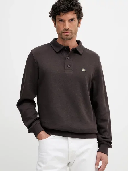 Bombažen pulover Lacoste rjava