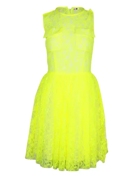 Rochie mini Msgm fără mâneci din dantelă de costum galben