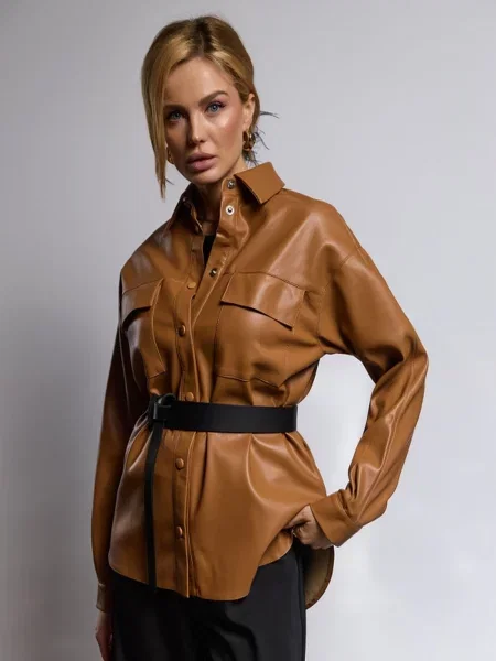 Куртка-сорочка TrikoBakh світло-коричневий штучна шкіра коричнева