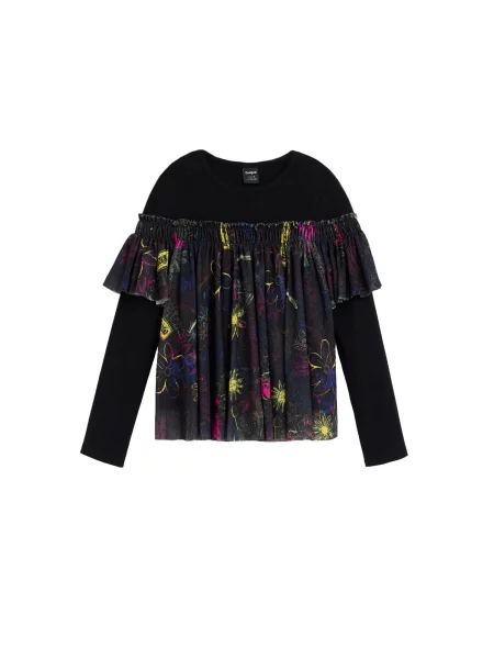 Desigual Tricou albastru / galben / roz negru