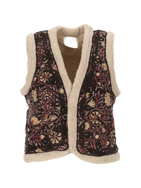 Vestă Maison Hotel din fleece cu model floral negru
