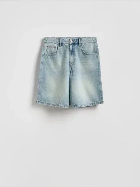 Reserved Jeansowe szorty baggy niebieski