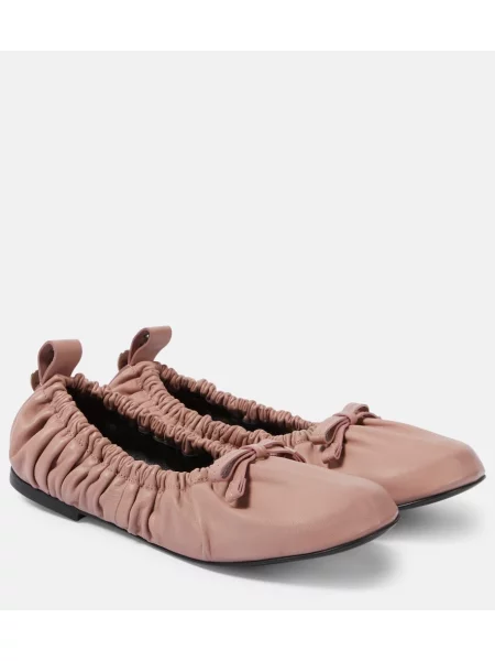 Balerini Acne Studios cu funde din piele roz