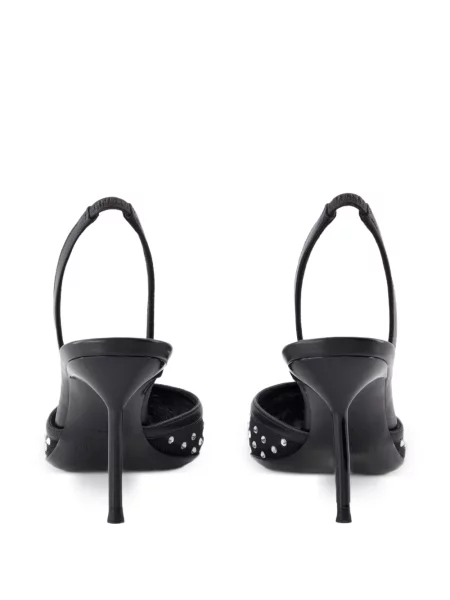 Pantofi cu toc Paris Texas slingback de cristal negru