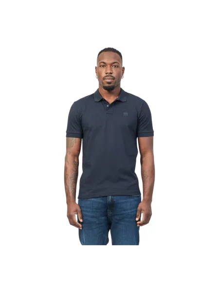 Koszulka polo o kroju slim fit z krótką listwą guzikową Hugo Boss niebieska