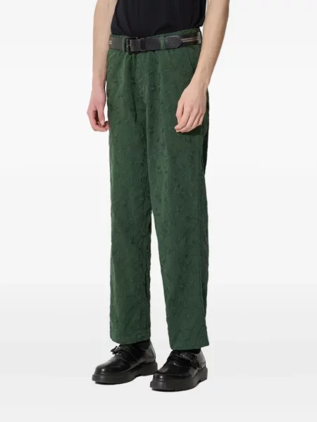Pantaloni Corridor cu broderie cu model floral verde