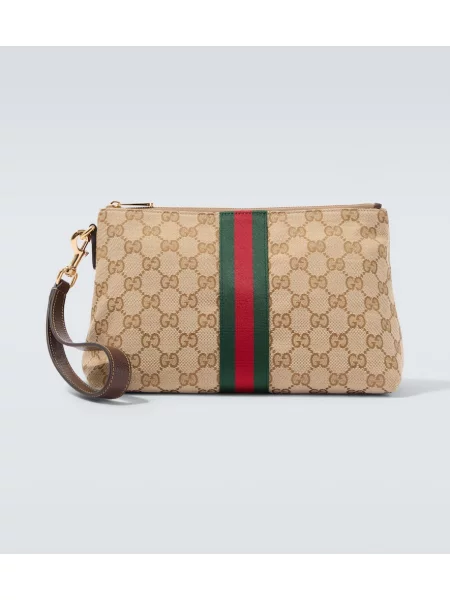 Naramnica platno majhen torba Gucci bež