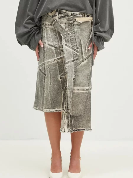 Ottolinger spódnica jeansowa Denim Wrap Skirt mini rozkloszowana czarny