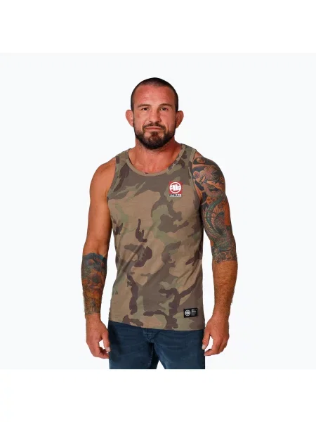 Мъжка тениска Pitbull Small Hilltop Tank Top woodland camo зелено