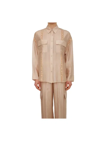 Koszula Blugirl z lyocellu brązowa