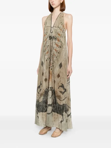 Rochie maxi Yangkehan cu imagine cu imprimeu abstract de costum