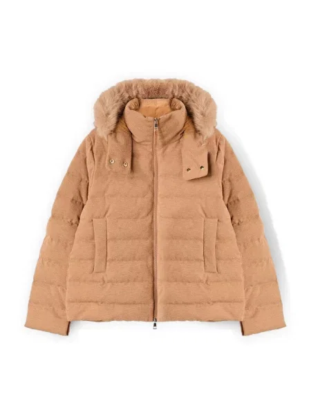 Kurtka puchowa Motivi z kapturem beżowa