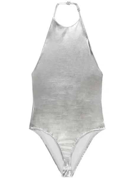 Haftowany body Courreges srebrny