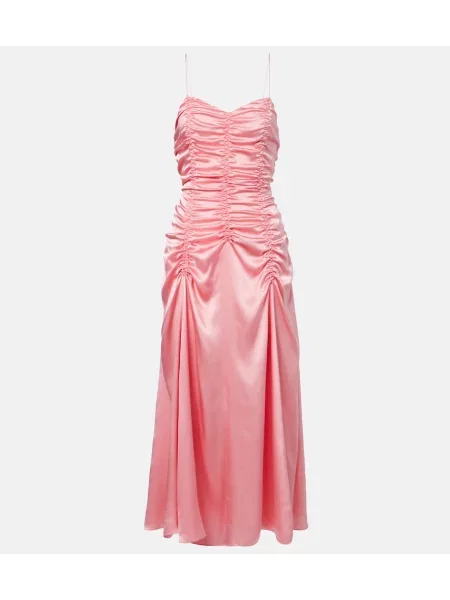 Rochie maxi Khaite din satin cu volane roz