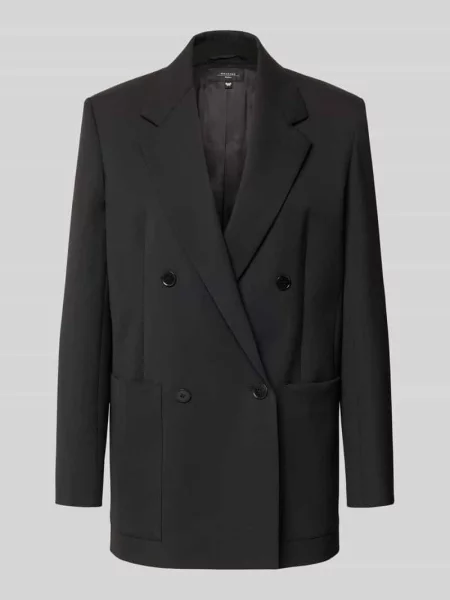 Długi blezer w kroju loose fit z dodatkiem żywej wełny Model VELOCE' Weekend Max Mara czarna