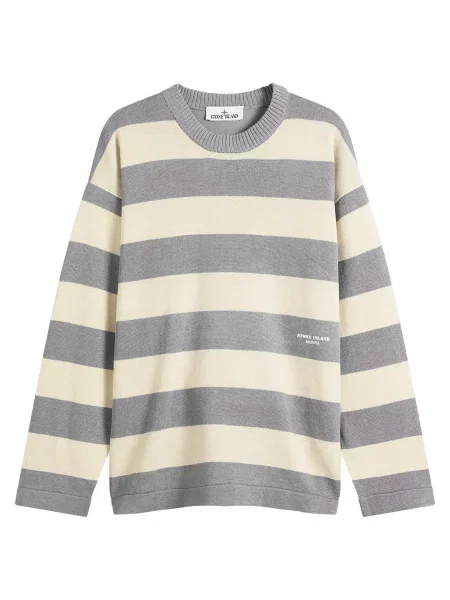 Dzianinowy sweter w paski Stone Island w paski z kamieniami