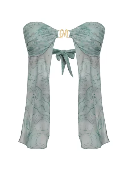 Bluzka Amir Slama w kwiatki z nadrukiem na sprzączkę niebieska