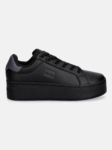 Tommy Jeans Usnjene superge TJW FLATFORM ESS MU črna