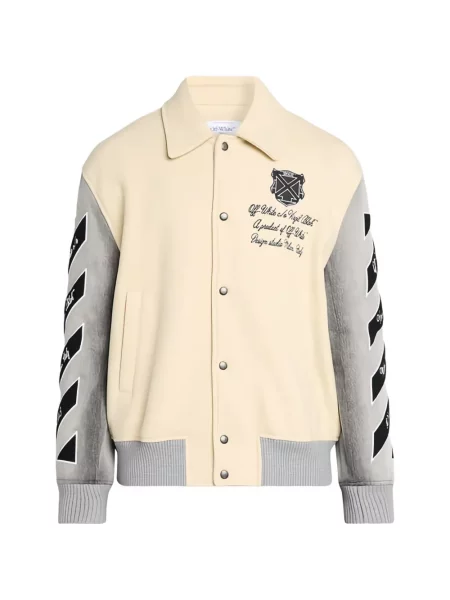 Geacă Off-white cu broderie alb