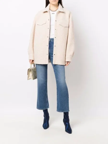 Ursuleț de pluș lung geacă Off-white alb