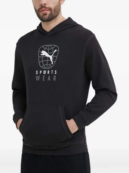 Hanorac cu glugă Puma cu imagine negru