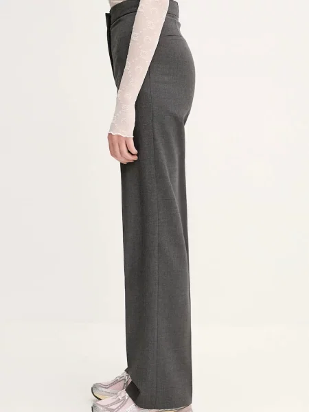 Παντελόνι από μείγμα μαλλιού Marine Serre Regenerated Tailoring Wide Leg γκρι