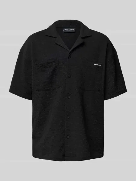 Koszula casualowa o kroju oversized fit z rękawem o dł. model ‘ACADO’ Pegador czarna