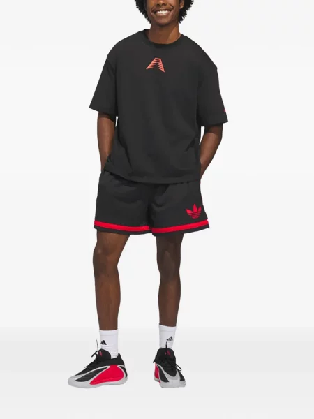 Tricou Adidas cu dungi cu imagine alergare gri