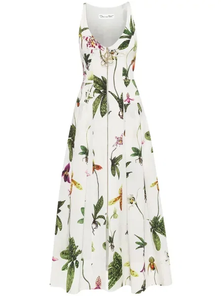 Rochie Oscar De La Renta din poplin de costum alb