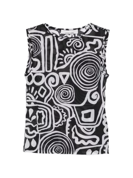 Tricou Liviana Conti fără mâneci cu imagine cu imprimeu abstract negru