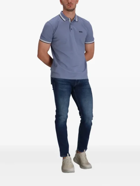 Tricou polo Boss cu broderie albastru