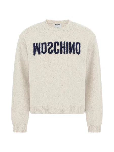 Pulover Moschino cu autograf alb