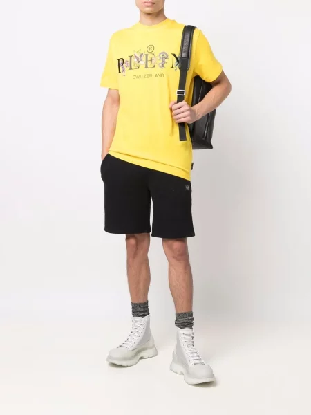 Raštuotas marškinėliai Philipp Plein geltona