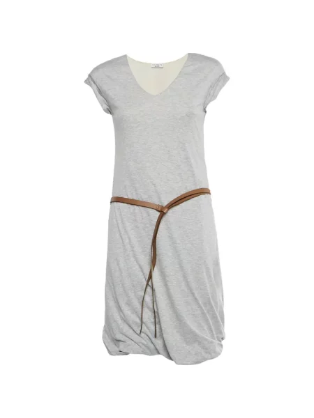 Cu centură rochie midi Brunello Cucinelli gri
