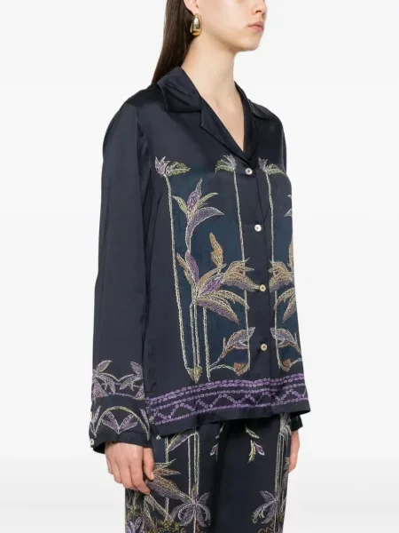 Cămașă Forte_forte cu model floral albastru