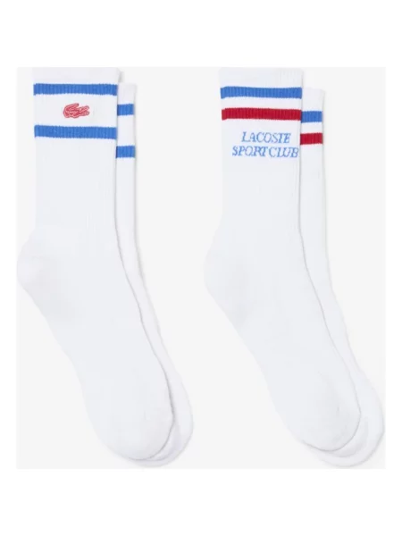 Skarpety Lacoste Striped niebieski królewski 2 pary biały