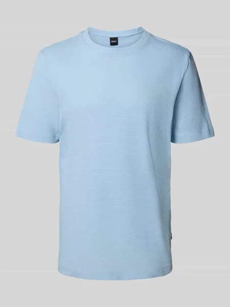 T-shirt o kroju regular fit z mieszanki bawełny Boss błękitna