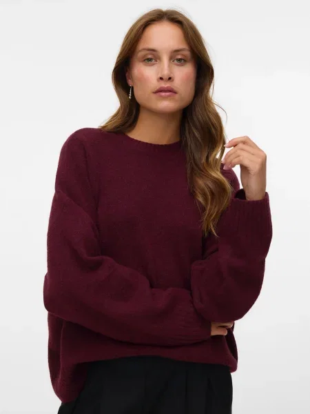 VERO MODA Pulover VMBoom vin roșu