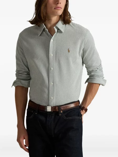 Ριγέ polo Polo Ralph Lauren με κουκούλα με αυτόγραφο λευκό