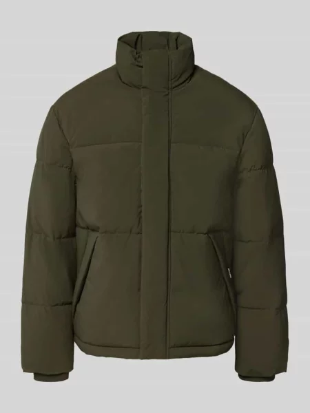 Kurtka pikowana z ukrytym zamkiem błyskawicznym model SOHO' Jack & Jones oliwkowa