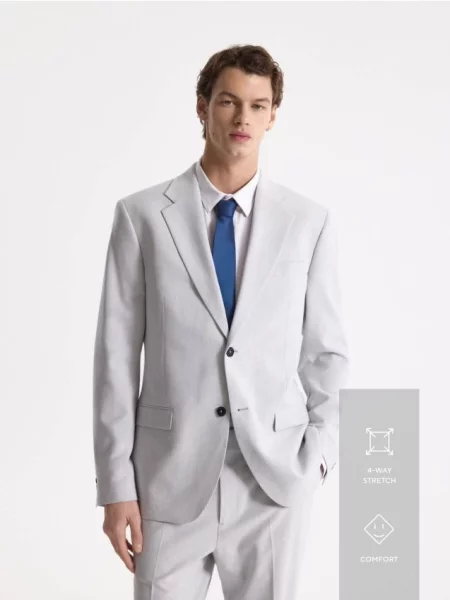 Reserved Приталений піджак із домішкою льону світло-сірий сірий