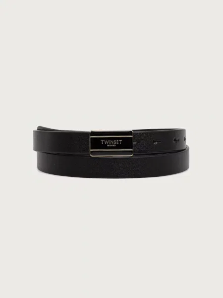 Twinset curea pentru femei cu imitație de piele negru