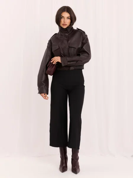 Kožna jakna Italy Moda crna