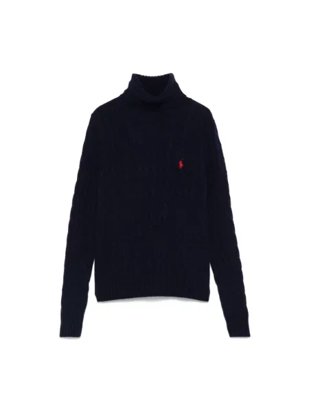 Sweter z golfem Ralph Lauren z logo do golfa niebieski