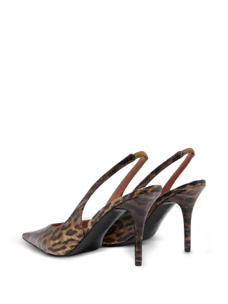 Kožne sandale Amina Muaddi s printom s leopard uzorkom smeđa