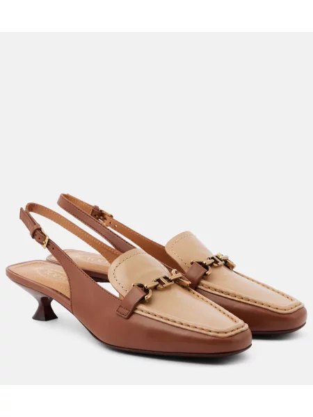 Usnjene salonarji Tod's z odprtimi petami rjava