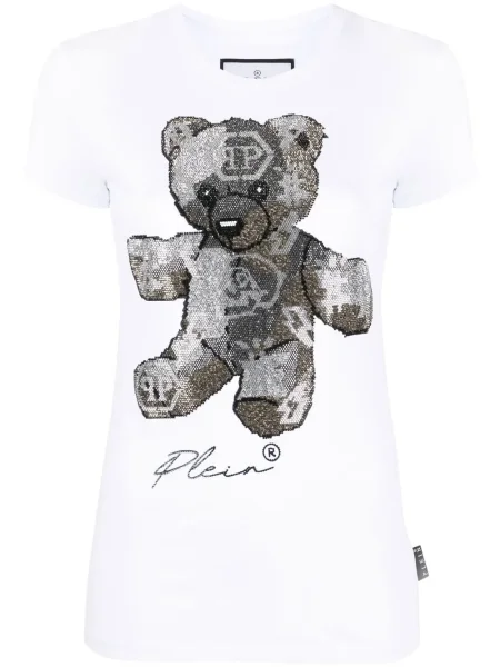 Tricou Philipp Plein cu imagine scurt alb